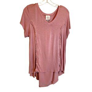 Knox Rose Pink Lace Up Knit Top Size L Steampunk Fairy Streetwear Boho Romantic